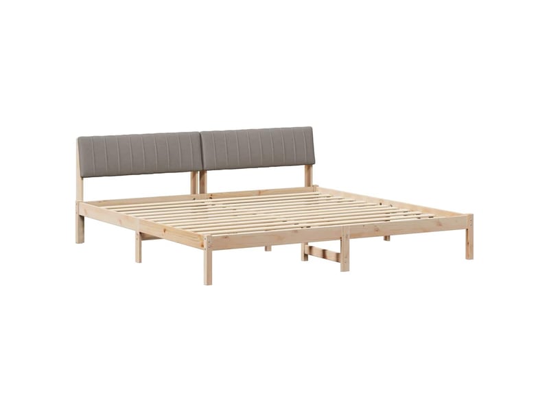  Lit double- lit adulte -  cadre de lit marron et taupe 200 x 200 cm bois massif en pin  - Conforama A