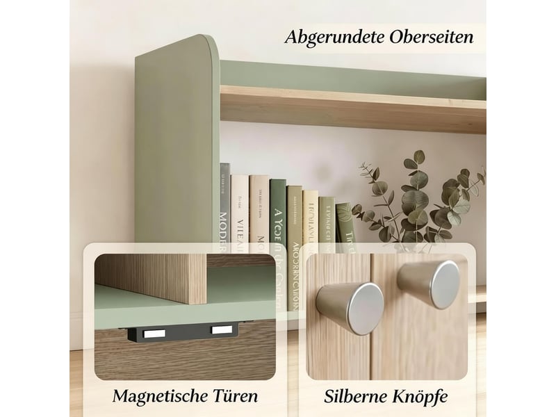  Bibliothèque meuble de rangement haut mdf et panneaux vert et bois 60x30x161.2 cm T5828P546284 - Conforama D