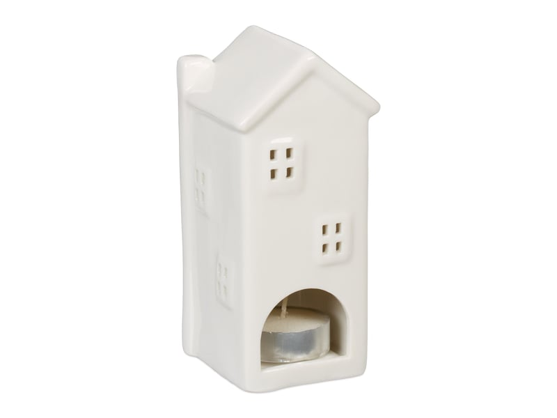  Photophore en forme de maison ambiance cosy déco intérieur 18 x 12 x 12 cm en porcelaine blanche 13_0015197  - Conforama C
