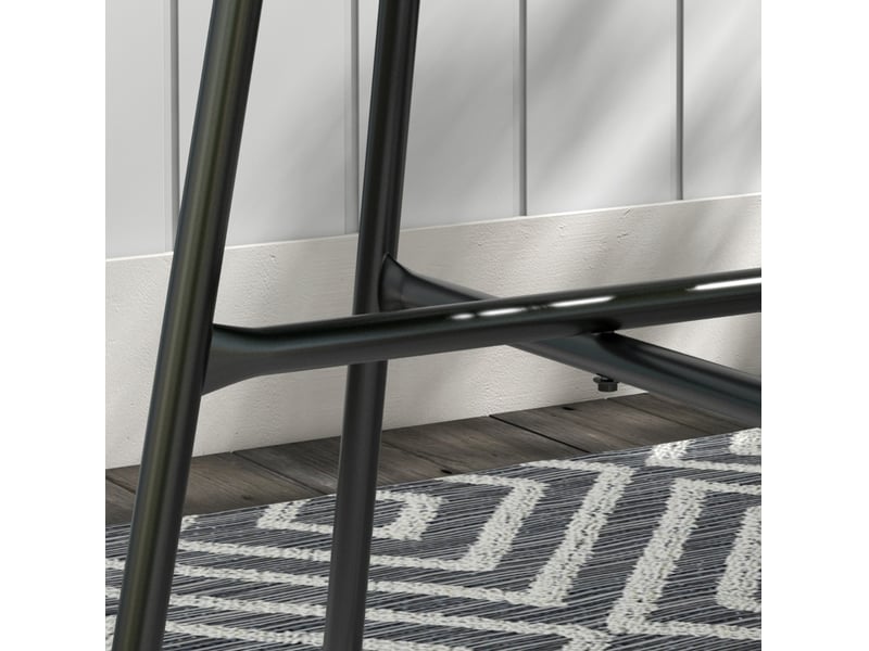  Table d’appoint de jardin ronde 50 x 50 x 50 cm noire en résine tressée et verre trempé, style bohème extérieur  - Conforama E