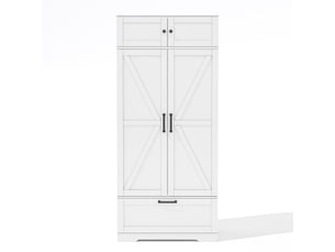 Buffet cuisine blanc mdf, meuble rangement industriel avec tiroirs et portes, étagères réglables pour salle à manger, 80x40x180 cm