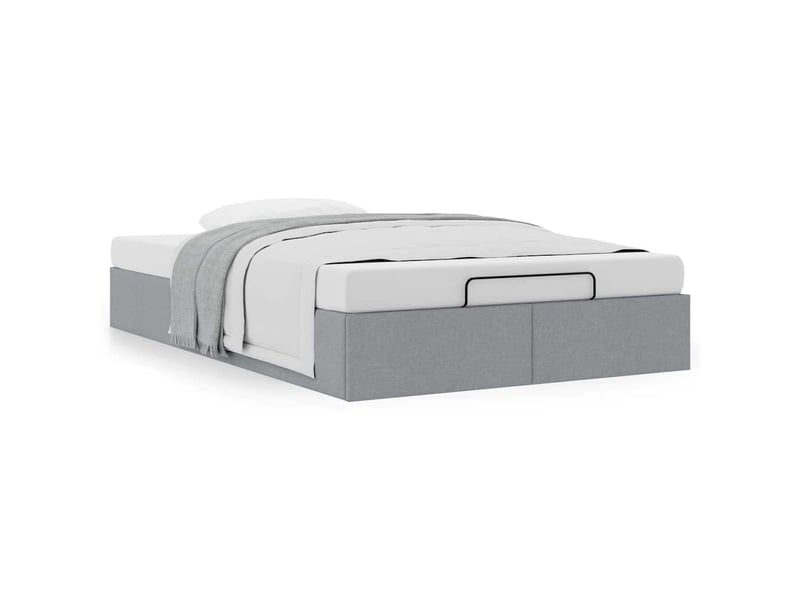  Lit double- lit adulte -  cadre de lit ottoman sans matelas gris clair 120x190 cm tissu  - Conforama C