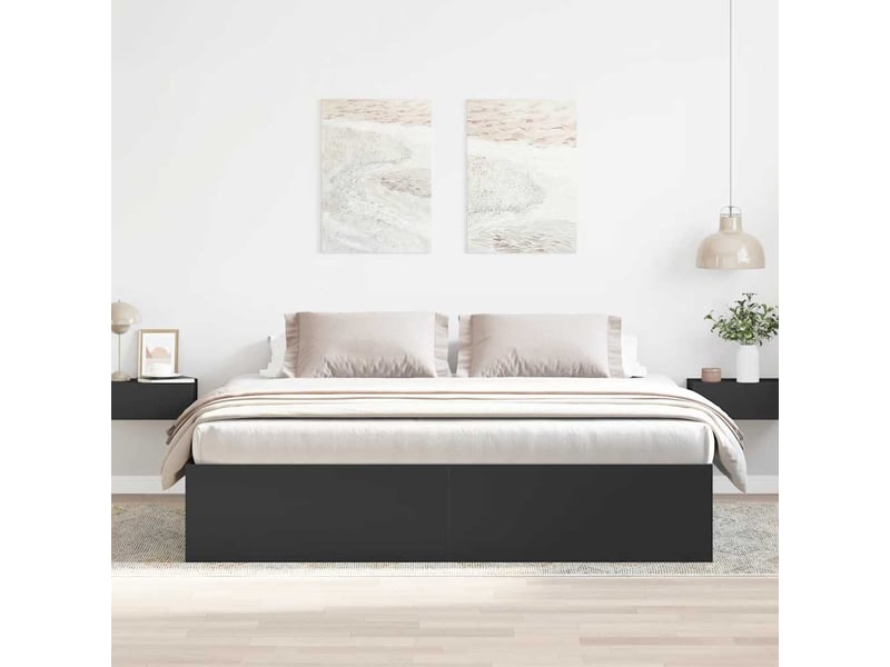  Lit double- lit adulte -  cadre de lit sans matelas noir 200x200 cm  - Conforama B
