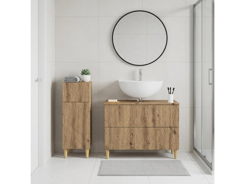  Ensemble de 2 meubles de salle de bain delft chêne artisanal cf63112  - Conforama B