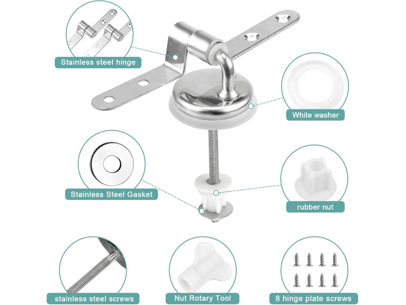  Kit de fixation pour abattant wc (2 pièces), fixations pour charnières, charnières pour abattant wc, fixations pour abattant wc standard  - Conforama C