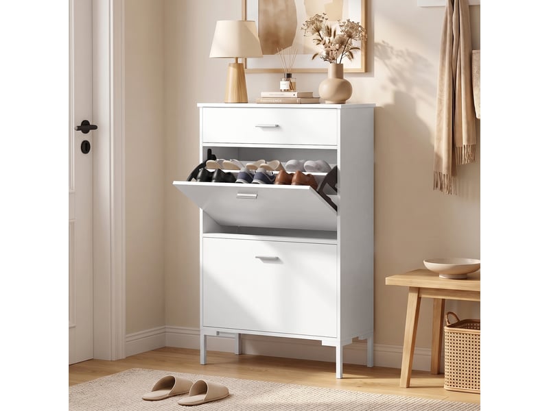  Meuble à chaussuresétagère à chaussures, capacité max. 12 paires de chaussures, blanc, 75 x 26 x 110 cm  - Conforama B