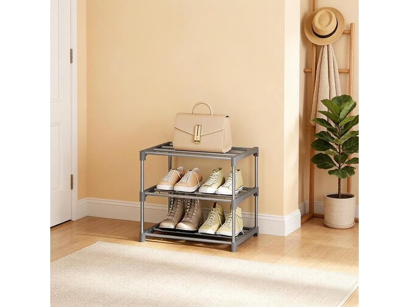  Range-chaussures ouvert 42x30x37 cm 3 niveaux métal gris  - Conforama C