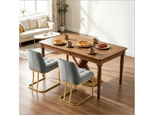 Lot de 2 chaises de salle à manger,avec structure dorée,velours,gris foncé