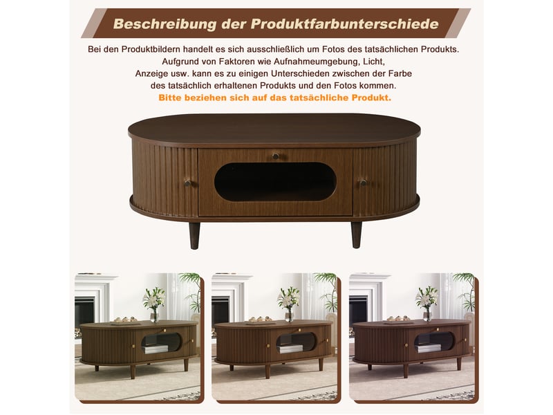  Table basse de salon, avec 1 tiroirs, 100 x 50 x 36 cm, en bois, coloris noyer, pour salon, pour maison et appartement, pour usage quotidien  - Conforama R
