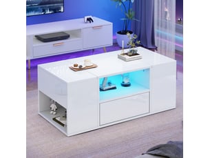 Table basse rectangulaire coloris blanc <strong>MAISENTIEL</strong> <strong></strong> - 50 cmx100 cm