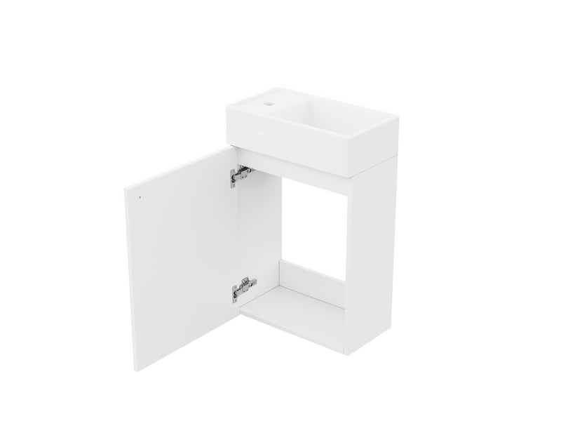  Meuble vasque mural blanc 41 cm compact, finition résistante à l’humidité, soft-close  - Conforama E