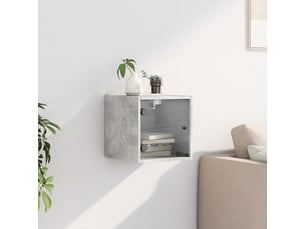 Table de chevet - cabinet de chevet - table de nuit avec porte en verre gris béton 35x37x35 cm