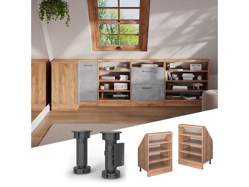  Vicco meuble sous pente, chêne de force doré, 60cm avec 4 compartiments  - Conforama D