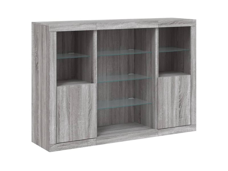  Buffets avec lumières led 3 pcs - bahut - meuble de rangement sonoma gris bois d'ingénierie  - Conforama E