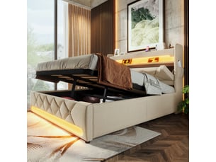 Lit coffre 180x200 cm <strong></strong> <strong>Fay Lum</strong> coloris beige