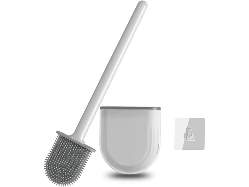  Brosse de toilette en silicone, brosse de toilette en silicone et support avec poils doux et poignée antidérapante. Brosse de toilette en silicone  - Conforama B