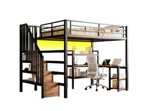 Lit mezzanine 140x200 cm <strong>SAPGAKS</strong> <strong></strong> coloris noir