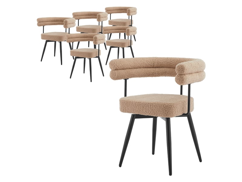 Ml-design lot de 6 chaises pivotantes marron en tissu teddy pieds en métal avec accoudoirs et dossier rotation 360° assise rembourrée ergonomique mobilier moderne pour salle à manger ou salon confort ECD Germany GmbH - Conforama A