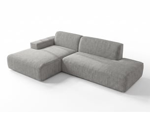 Canapé d'angle gauche fixe <strong>AX LIVING </strong> <strong>Didim Duo</strong> 5 places Tissu gris clair