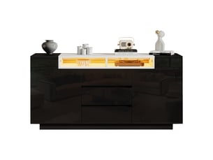 Buffet 2 porte(s)  3 tiroir(s) PEXCHO  - 140 cm coloris noir 