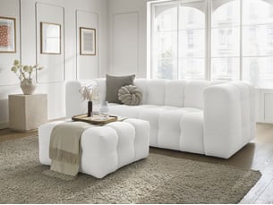Canapé droit fixe BOBOCHIC CLOUD 4 places Tissu blanc