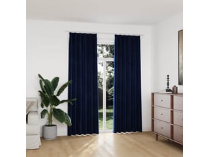 Lot de 2 rideaux occultants, rideaux black-out et crochet velours bleu foncé 140x225cm cf44927
