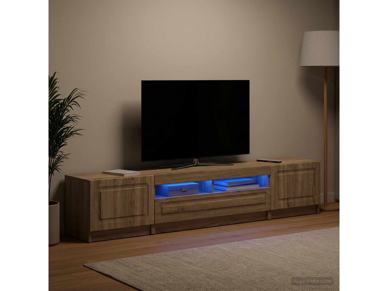 Meuble tv - banc tv - meuble de rangement led utrecht 3 pcs chêne sonoma bois d'ingénierie - Conforama C