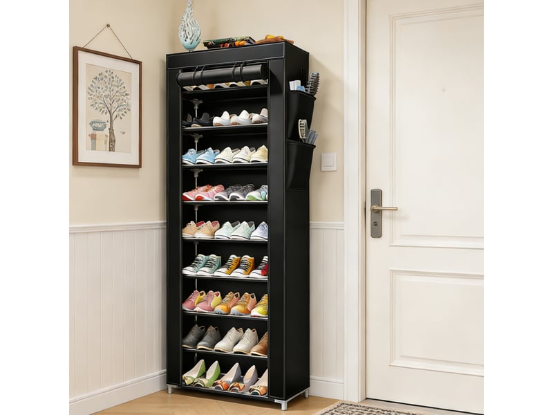  Kit de rangement 3 pièces armoire à chaussures pliable et boîtes - noir - meuble de rangement - organisateur maison  - Conforama E