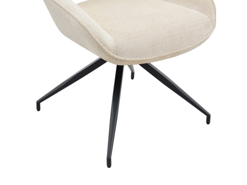 Paire de chaises pivotantes 360° – salle à manger moderne, tissu blanc respirant, cadre métal noir - Conforama E