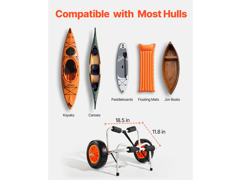  Vevor chariot de transport kayak paddle canoë pliable 113 kg pneus plein 25,4 cm  - Conforama E