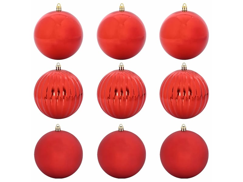  Ensemble de boules de noël xl 9 pcs rouge ø 15 cm plastique  - Conforama A