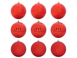 Ensemble de boules de noël xl 9 pcs rouge ø 15 cm plastique