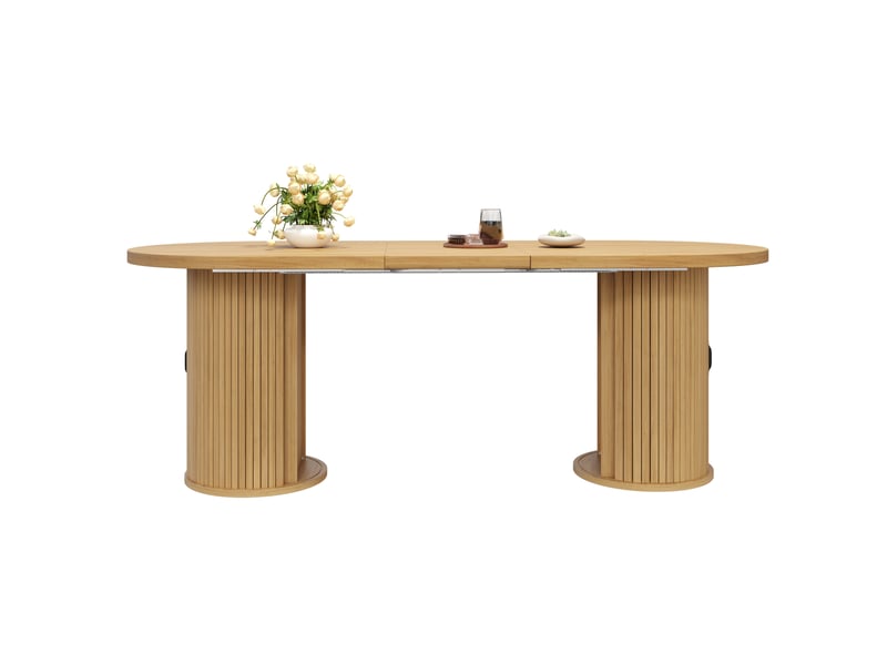  Table à manger extensible avec rangement intégré, mdf naturel 150 x 80 cm  - Conforama A