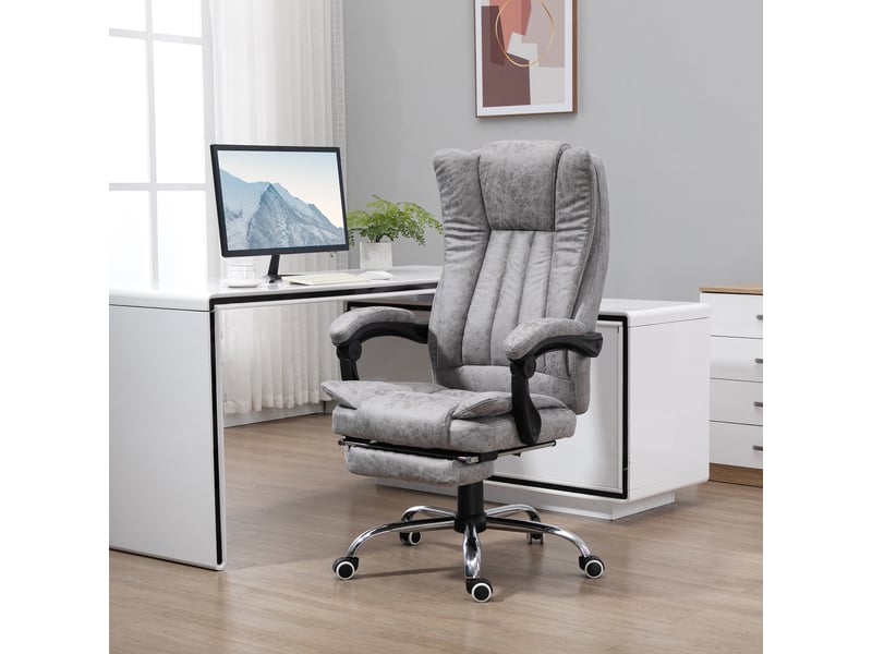  Fauteuil de bureau massant et chauffant, chaise de bureau, simili cuir, 62x67x120cm, gris  - Conforama C