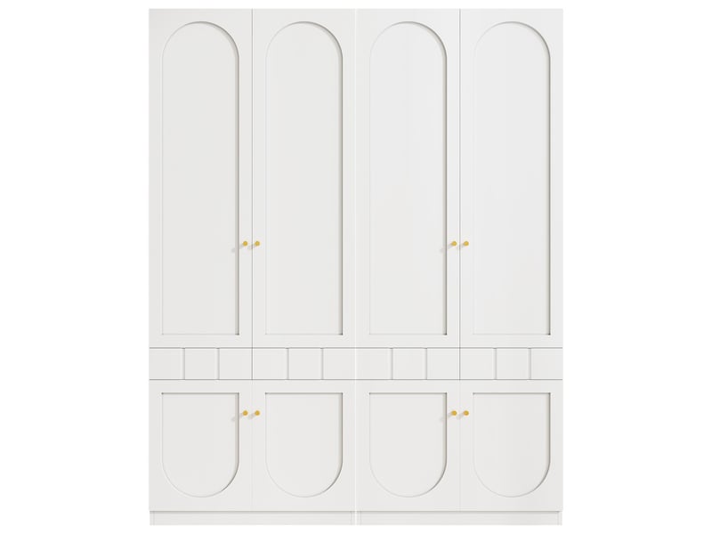  Lot de 2 armoires enfant 2 portes par armoire, penderie et tiroirs, poignées métal - blanc - 1,6e+2 x 5e+1 x 2e+2 cm IKSETERA TRADING LTD - Conforama A