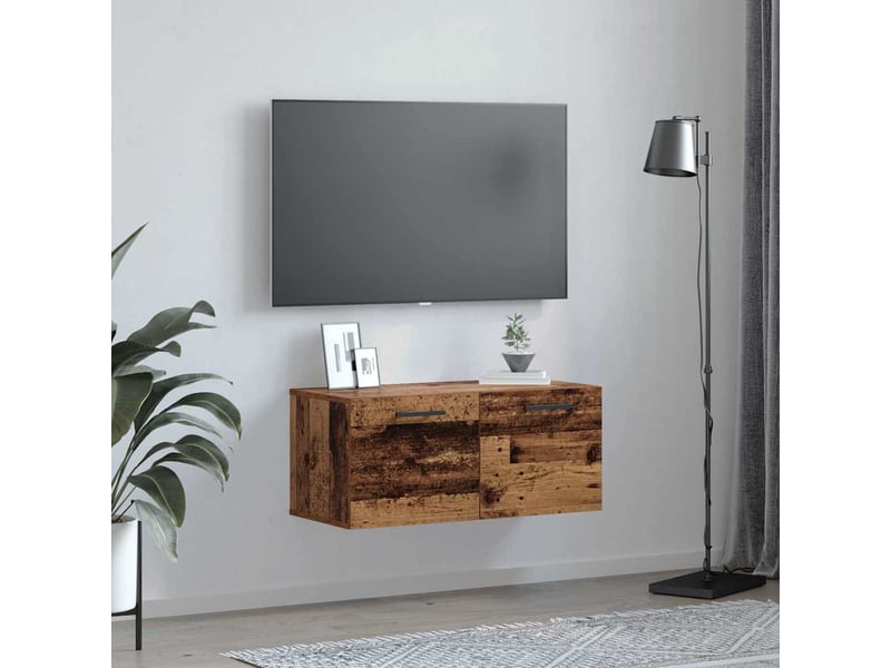  Meuble mural, rangement salon 80 x 36.5 x 35 cm bois d'ingénierie bois ancien shl1519  - Conforama D