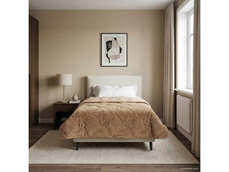  Couette - duvet d'été 135 x 200 cm été taupe respirant  - Conforama D