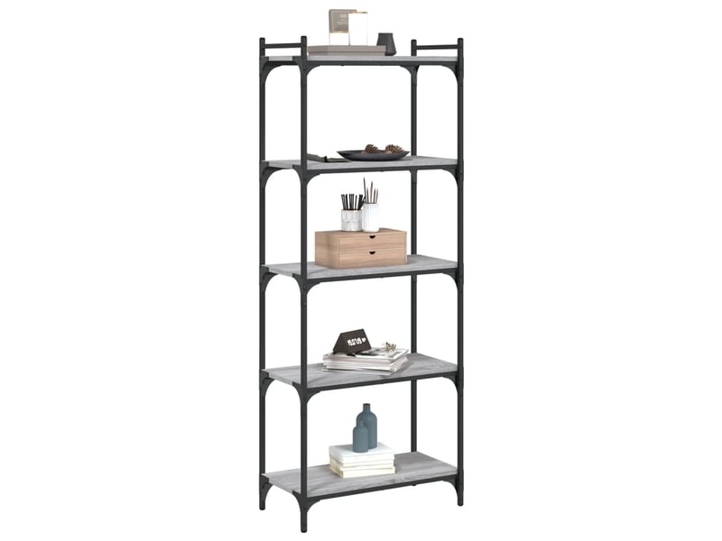  Bibliothèque à 5 niveaux, armoire à livres sonoma gris 60x30x154 cm  - Conforama C