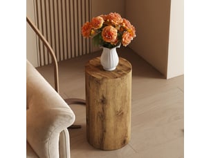 Table basse ronde 30x55 cm design minimaliste et élégant, plateau mdf effet bois, pour salon, pratique, coloris bois