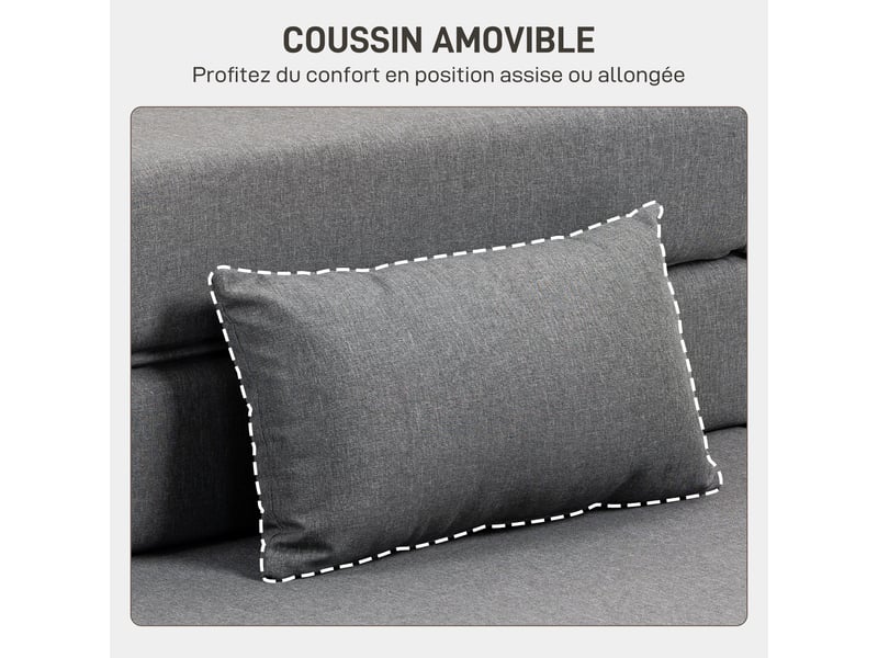  Fauteuil convertible 1 place fauteuil lit pliant, coussin inclus, pour invités, salon, petit espace, gris, charge 120 kg  - Conforama R
