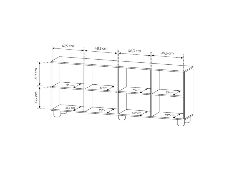  Buffet hamomole, commode 4 étagères, 200x38x80h cm chêne marron Hamomole - Conforama D