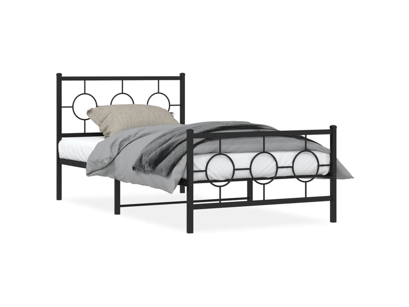  Lit simple- lit adulte -  cadre de lit métal sans matelas et pied de lit noir 100x200 cm  - Conforama A