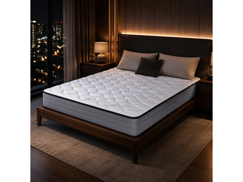 Matelas à ressorts ensachés 140x200 cm en mousse et ressorts 7 zones h3 20 cm blanc et gris chicfurn  - Conforama B