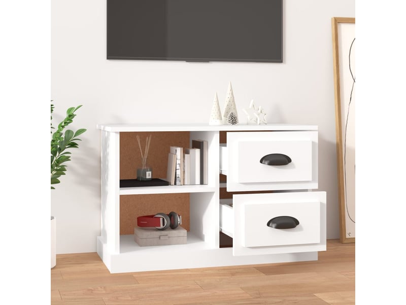  Meuble tv - banc tv - meuble de rangement blanc 73x35,5x47,5 cm bois d'ingénierie  - Conforama C