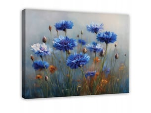 Tableau décoration murale impression sur toile fleurs béton bleu - 120x80 cm - tableau décoration murale chambre et salon