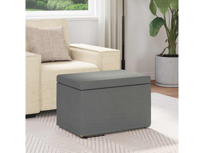  Tabouret bas, ottoman gris foncé 61x41x40 cm tissu et bois stratifié  - Conforama C