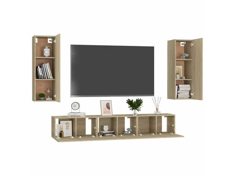  Ensemble de meubles tv 5 pcs chêne sonoma bois d'ingénierie shl90242  - Conforama C