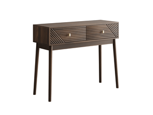 Bureau console 100x35x80 cm avec 2 tiroirs en mdf couleur marron, design simple