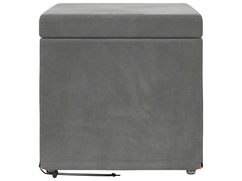  Tabouret bas, ottoman gris foncé 41x41x40 cm velours et bois composite  - Conforama D