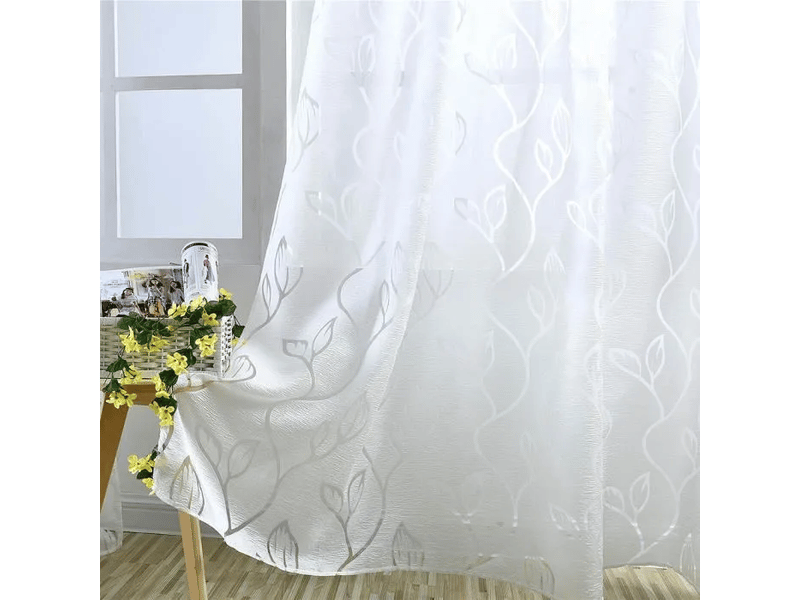  Lot de 2 voilage semi-transparents à œillets avec motif de feuilles creuses pour chambre à coucher,salon 100x250cm  - Conforama D